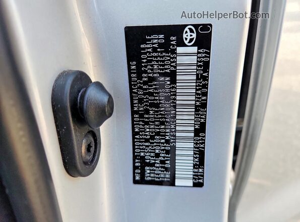 5YFS4MCE1NP129163 2022 TOYOTA LL Silver Вид підкапотного простору