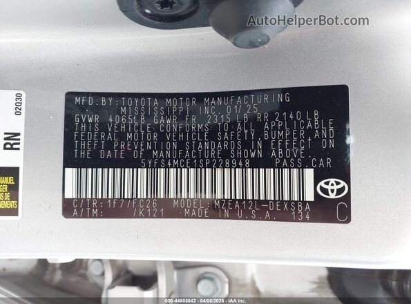 5YFS4MCE1SP228948 2025 TOYOTA LL Silver 