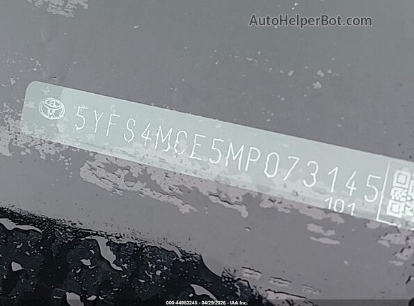 5YFS4MCE5MP073145 2021 TOYOTA LL Blue Engine compartment view