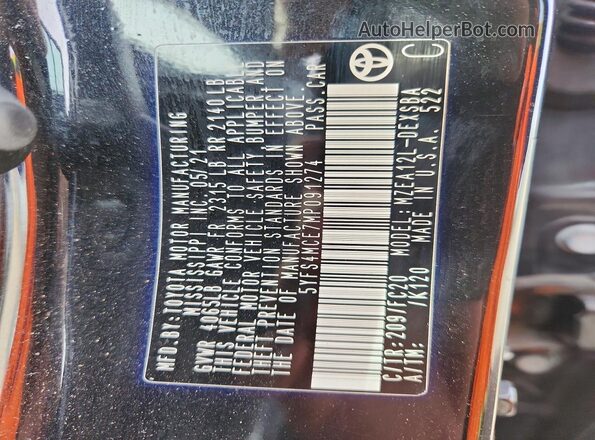 5YFS4MCE7MP091274 2021 TOYOTA LL Black Вид підкапотного простору