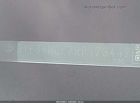 5YFS4MCE7RP173447 2024 TOYOTA LL Blue 