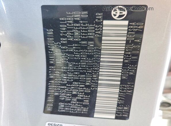 5YFS4MCE8SP229272 2025 TOYOTA LL Silver 