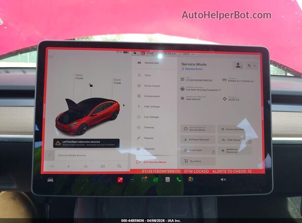 5YJ3E1EB0MF988130 2021 TESLA MODEL 3 Красный Вид задних сидений
