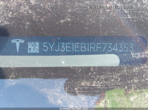 5YJ3E1EB1RF734353 2024 TESLA MODEL 3 Black Vista del compartimento del motor