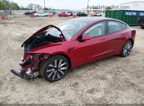 5YJ3E1EB3RF843249 2024 TESLA MODEL 3 Red წინა მარცხენა ხედი სამი მეოთხედიდან
