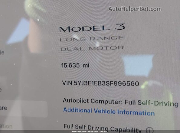 5YJ3E1EB3SF996560 2025 TESLA MODEL 3 Black 