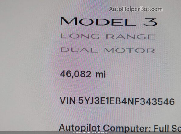 5YJ3E1EB4NF343546 2022 TESLA MODEL 3 Gray 