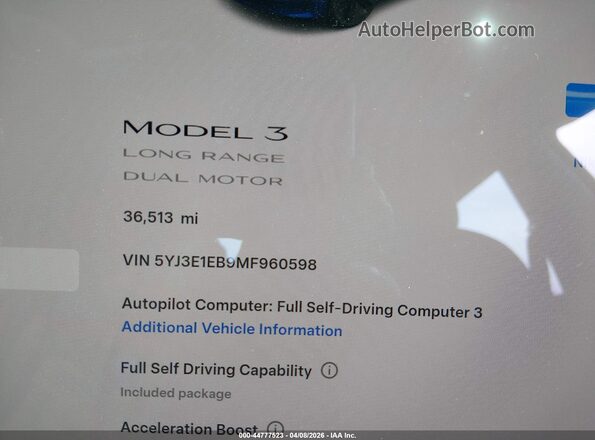 5YJ3E1EB9MF960598 2021 TESLA MODEL 3 Blue Rear seats view