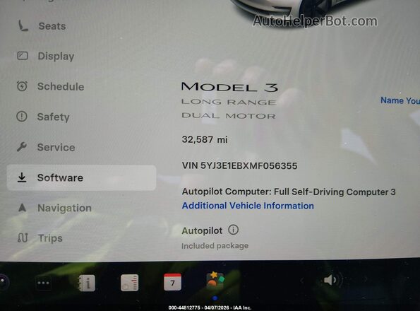 5YJ3E1EBXMF056355 2021 TESLA MODEL 3 White Սալոնի 360 աստիճան տեսք