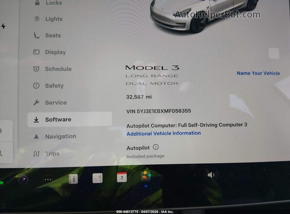5YJ3E1EBXMF056355 2021 TESLA MODEL 3 White Հետևի նստատեղերի տեսք