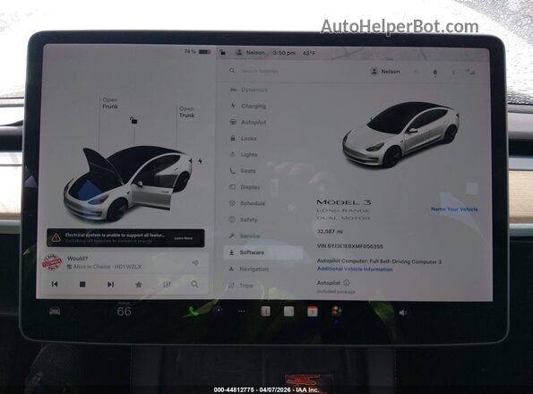 5YJ3E1EBXMF056355 2021 TESLA MODEL 3 White 