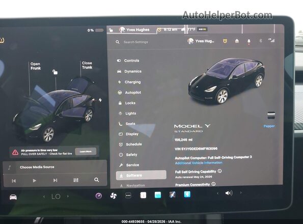 5YJYGDED6MF163096 2021 TESLA MODEL Y Черный 