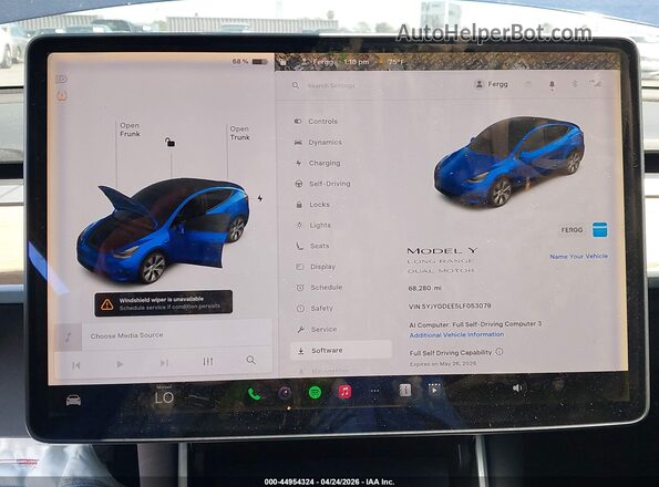 5YJYGDEE5LF053079 2020 TESLA MODEL Y Blue Vista de los asientos traseros