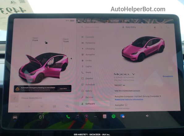 5YJYGDEE5MF240520 2021 TESLA MODEL Y White 