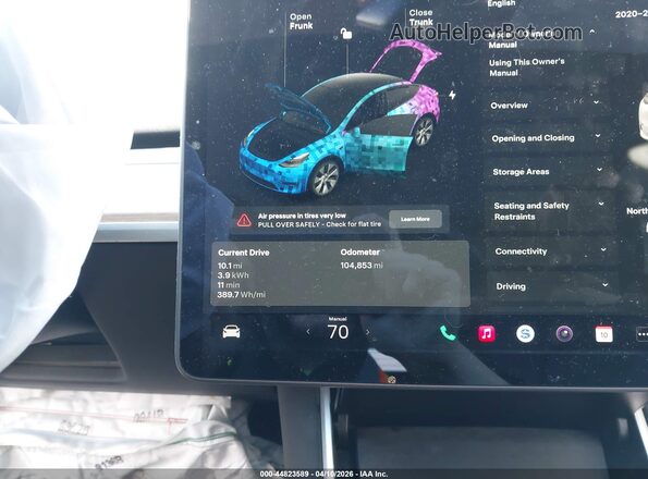 5YJYGDEE6LF035965 2020 TESLA MODEL Y White Vista de los asientos traseros