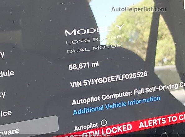 5YJYGDEE7LF025526 2020 TESLA MODEL Y Black Панорамний вид салону 360°