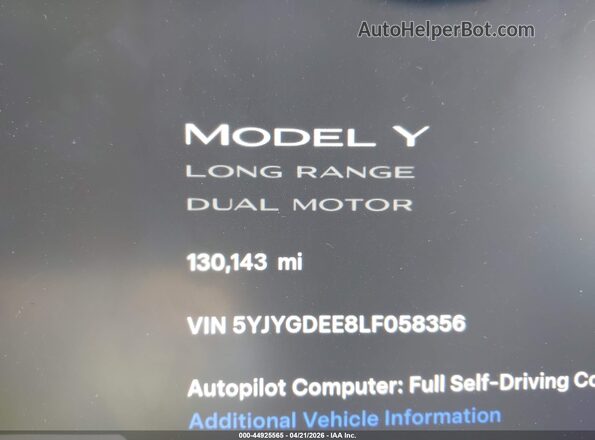 5YJYGDEE8LF058356 2020 TESLA MODEL Y Серый 