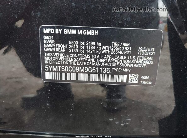 5YMTS0C09M9G61136 2021 BMW X3 Black Vista del compartimento del motor