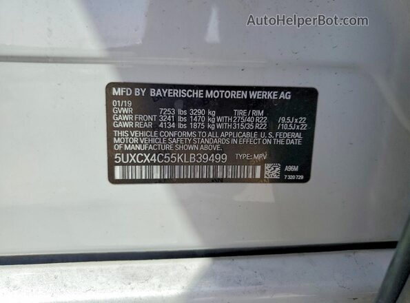 5UXCX4C55KLB39499 2019 BMW X7 White Панорамний вид салону 360°