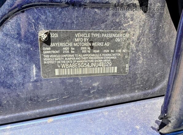 WBA8E5G54JNU47029 2018 BMW 7 SERIES Blue 