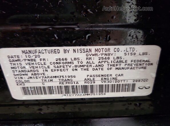 JN1EV7AR4MM751956 2021 INFINITI Q50 Черный Вид подкапотного пространства