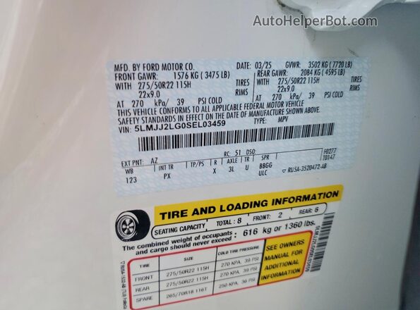 5LMJJ2LG0SEL03459 2025 LINCOLN NAVIGATOR White 