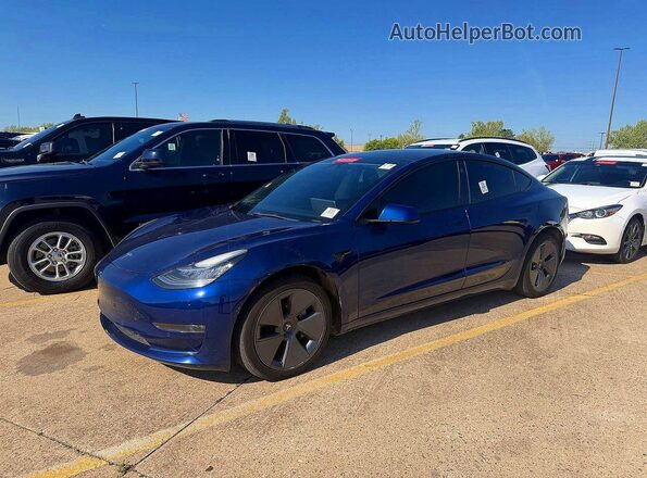 5YJ3E1EB0NF242147 2022 TESLA MODEL Blue უკანა მარჯვენა
