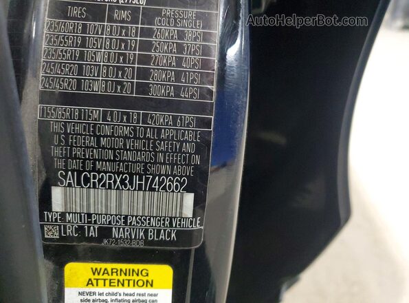 SALCR2RX3JH742662 2018 LAND ROVER DISCOVERY Black 