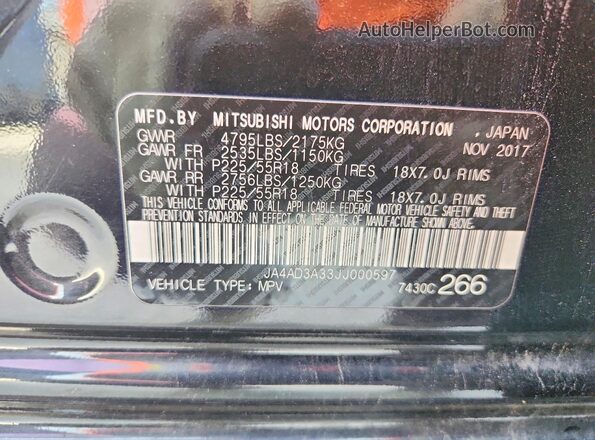 JA4AD3A33JJ000597 2018 MITSUBISHI OUTLANDER Gray 