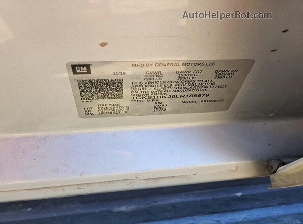 1GKS1HKJ0LR185679 2020 GMC YUKON Silver 
