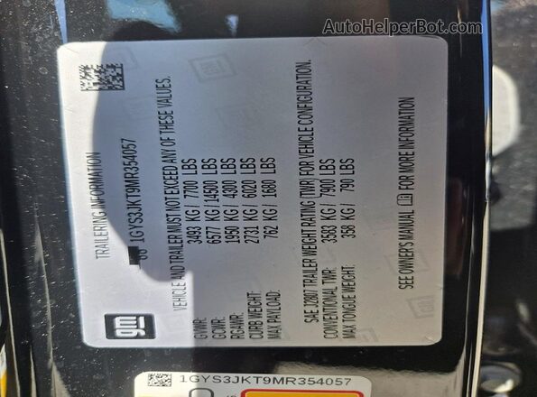 1GYS3JKT9MR354057 2021 CADILLAC ESCALADE Black 