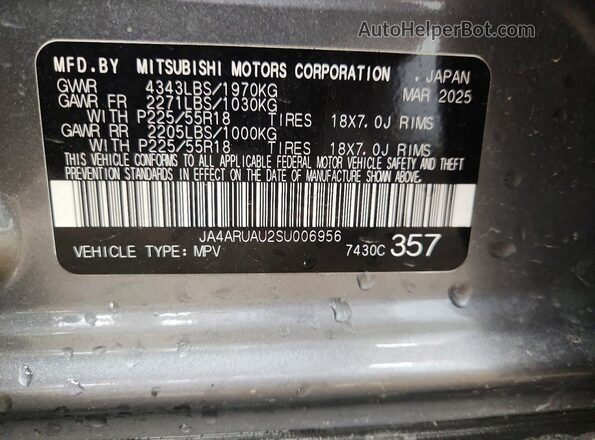 JA4ARUAU2SU006956 2025 MITSUBISHI OUTLANDER Gray 
