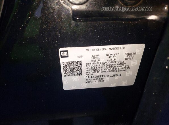 1G1ZD5ST2SF128541 2025 CHEVROLET MALIBU Черный Вид подкапотного пространства
