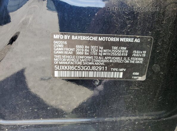 5UXKR6C53G0J82911 2016 BMW X5 Black 