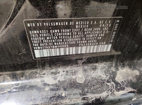 3VW6T7AU7MM000086 2021 VOLKSWAGEN GTI Black Панорамний вид салону 360°