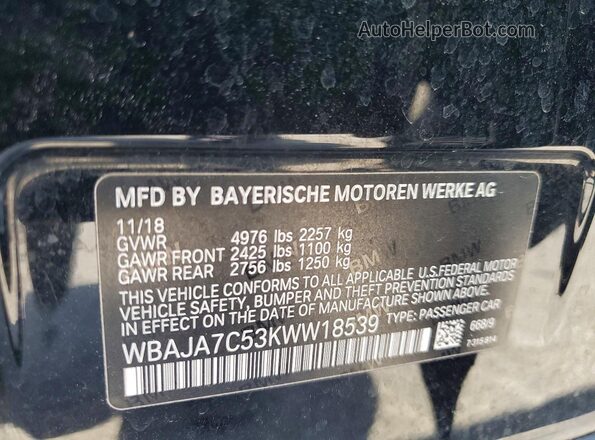 WBAJA7C53KWW18539 2019 BMW 7 SERIES Black 
