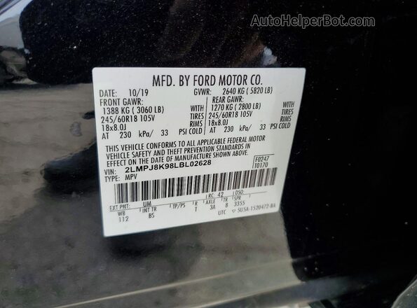 2LMPJ8K98LBL02628 2020 LINCOLN NAUTILUS Black Widok wnętrza 360 stopni