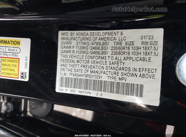 7FARS4H73PE011973 2023 HONDA CR-V Black Widok komory silnika