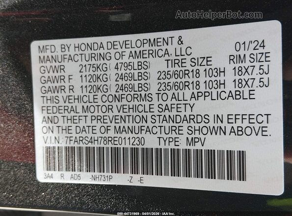 7FARS4H78RE011230 2024 HONDA CR-V Black 