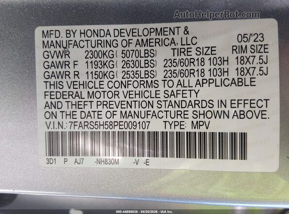 7FARS5H58PE009107 2023 HONDA CR-V HYBRID Silver 