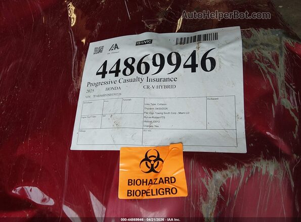 7FARS6H52SE030226 2025 HONDA CR-V Red Widok wnętrza z przodu