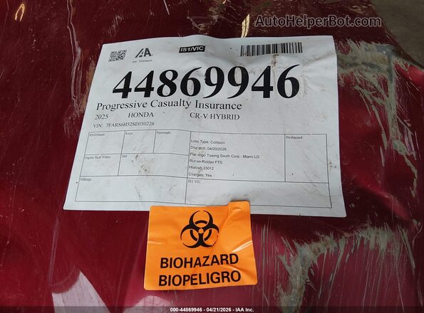 7FARS6H52SE030226 2025 HONDA CR-V Red Widok tylnych siedzeń