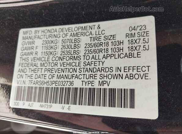 7FARS6H53PE032736 2023 HONDA CR-V HYBRID Black Engine compartment view