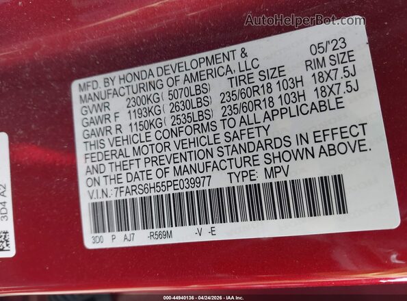 7FARS6H55PE039977 2023 HONDA CR-V HYBRID Red Widok komory silnika