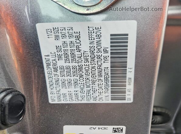 7FARS6H58RE041774 2024 HONDA CR-V Silver Vista interior de 360 grados