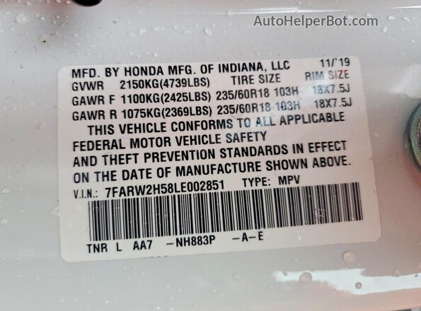 7FARW2H58LE002851 2020 HONDA CR-V White 