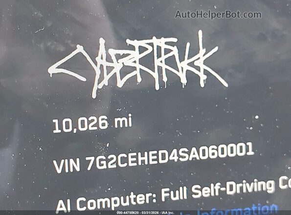 7G2CEHED4SA060001 2025 TESLA CYBERTRUCK Silver Widok wnętrza 360 stopni