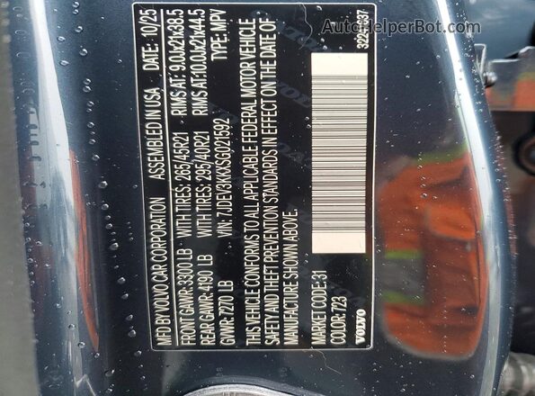 7JDEV3KKXSG021592 2025 VOLVO EX90 Blue 