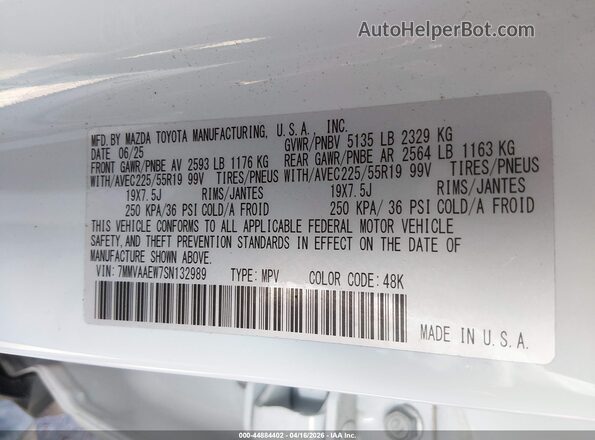 7MMVAAEW7SN132989 2025 MAZDA CX-50 HYBRID White 