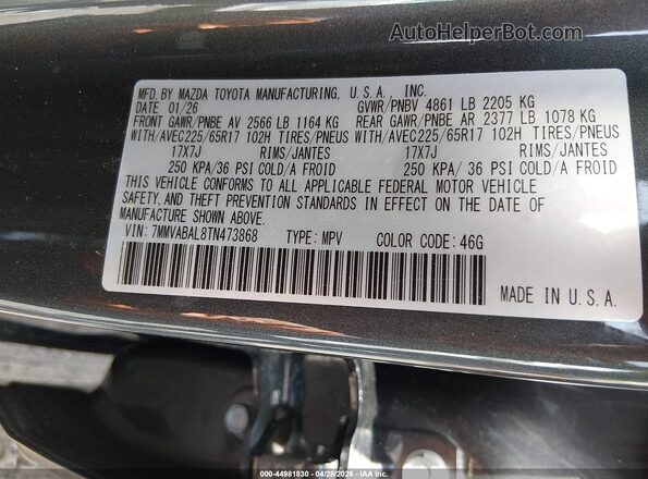 7MMVABAL8TN473868 2026 MAZDA CX-5 Gray Vista del compartimento del motor